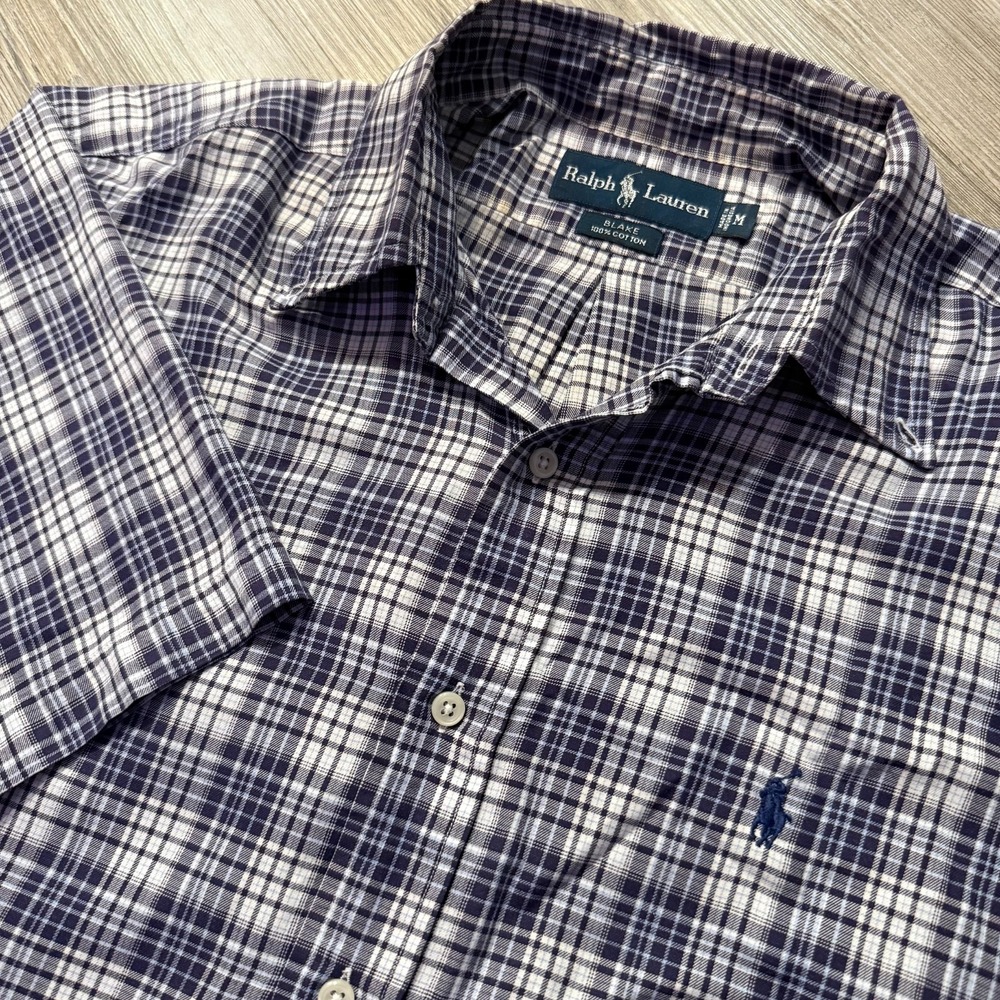 Ralph Lauren Mens Medium Vintage Blake Plaid‎ Short Sleeve Button Shirt